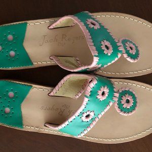 Jack Rogers - Jacks flat sandal - size 9 - pink and green